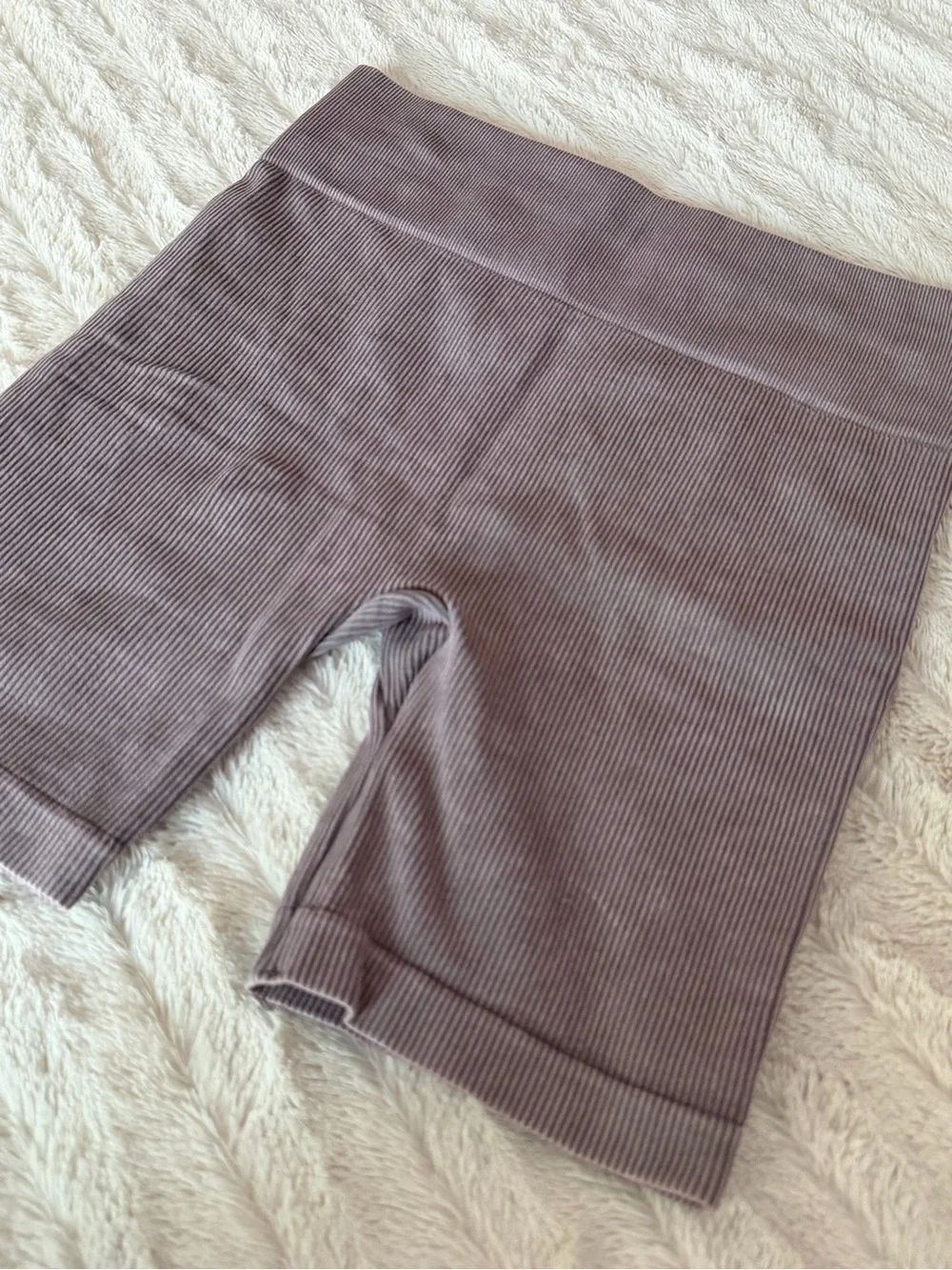 High-Waist Ribbed Biker Shorts